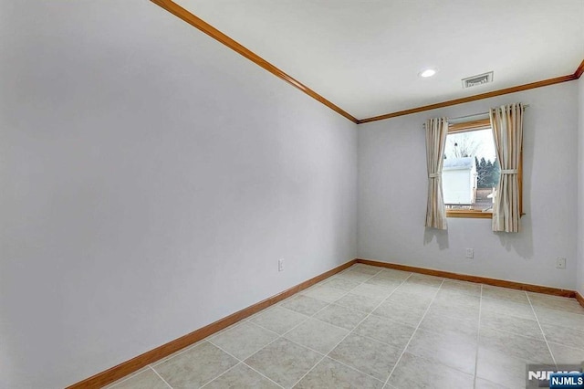 238 E Johnson Ave, Bergenfield, NJ 07621 - unfurnished room featuring ornamental molding, baseboards, light tile patterned flooring, and recessed lighting