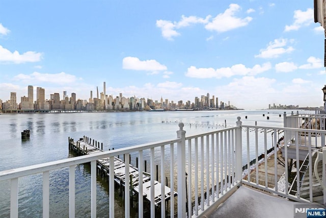 443 Albany Ct Unit 443, West New York, NJ 07093 - dock featuring a water view and a skyline view