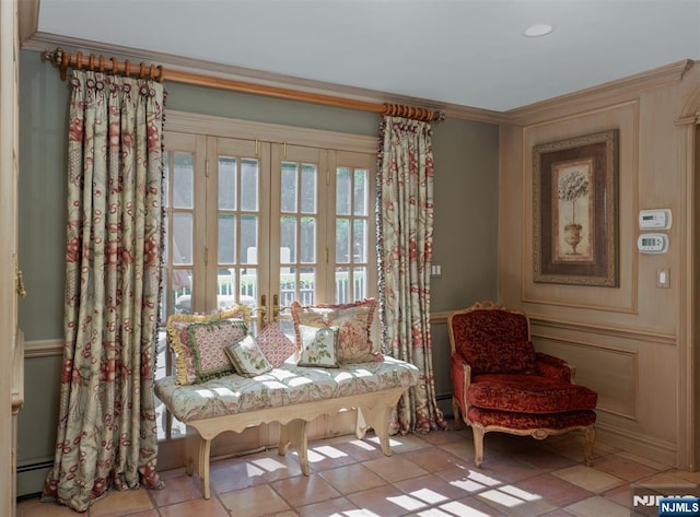 2 Olde Lantern Ct, Montvale, NJ 07645 - living area with ornamental molding, tile patterned floors, and a baseboard heating unit