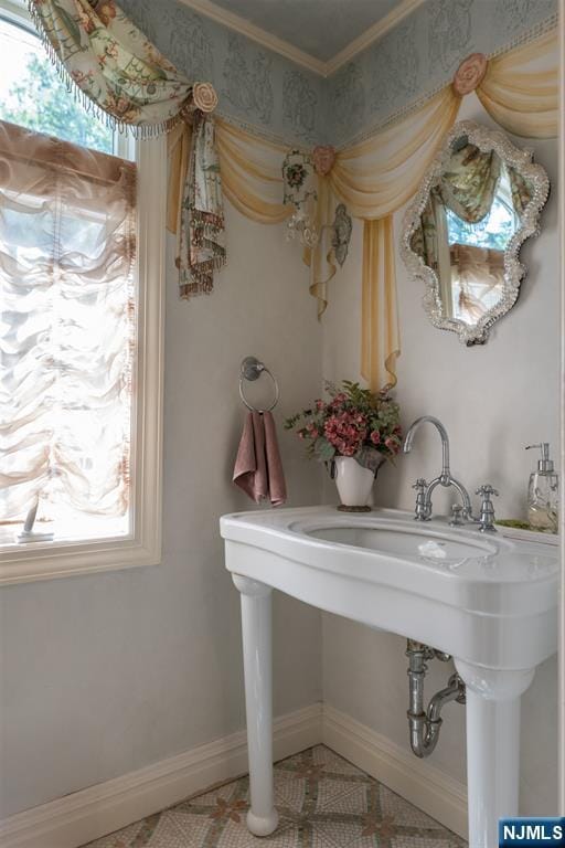 2 Olde Lantern Ct, Montvale, NJ 07645 - bathroom with baseboards and crown molding