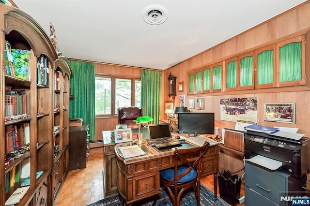 379 Mauro Rd, Englewood Cliffs, NJ 07632 - office featuring a baseboard heating unit and wood walls