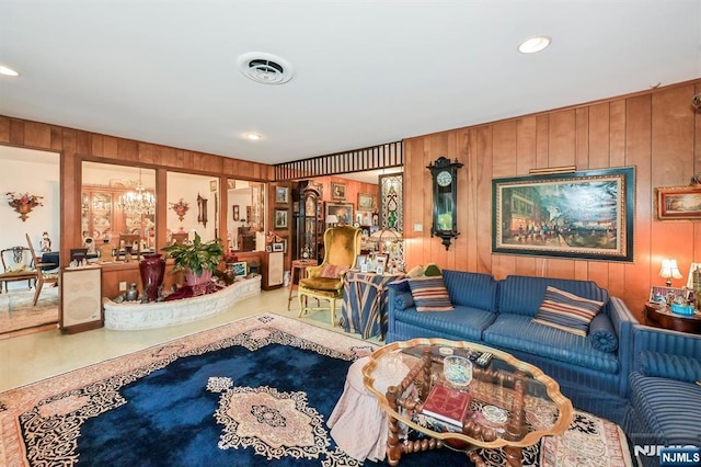 379 Mauro Rd, Englewood Cliffs, NJ 07632 - living area featuring wooden walls and recessed lighting