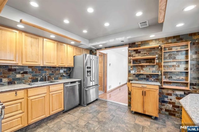 8 Carlisle Ct, Edison, NJ 08817 - kitchen featuring stainless steel appliances, a sink, recessed lighting, tasteful backsplash, and light countertops