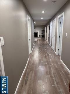 625 Roberge Dr, River Vale, NJ 07675 - hallway featuring wood finished floors, baseboards, and recessed lighting