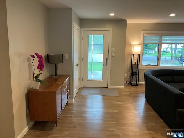 625 Roberge Dr, River Vale, NJ 07675 - entryway featuring light wood-style flooring, baseboards, and recessed lighting