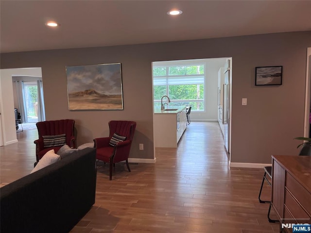 625 Roberge Dr, River Vale, NJ 07675 - living area with baseboards, wood finished floors, and recessed lighting