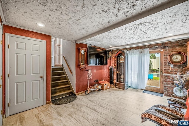 415 Briarwood Ln, Northvale, NJ 07647 - entrance foyer with stairway, a textured ceiling, and recessed lighting