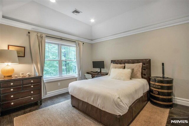 77 Ross Ave, Demarest, NJ 07627 - bedroom with wood finished floors, baseboards, and ornamental molding