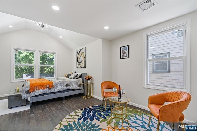 254 Springfield Ave, Rutherford, NJ 07070 - bedroom with baseboards, dark wood-style flooring, recessed lighting, and lofted ceiling