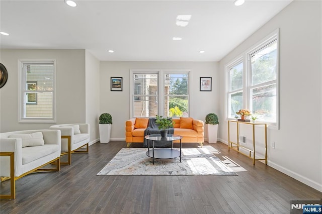 254 Springfield Ave, Rutherford, NJ 07070 - sitting room featuring dark wood-type flooring, baseboards, and recessed lighting