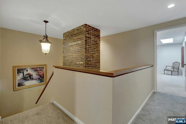65 Cummings Ct, Mahwah, NJ 07430 - hall featuring an upstairs landing, carpet, baseboards, and recessed lighting