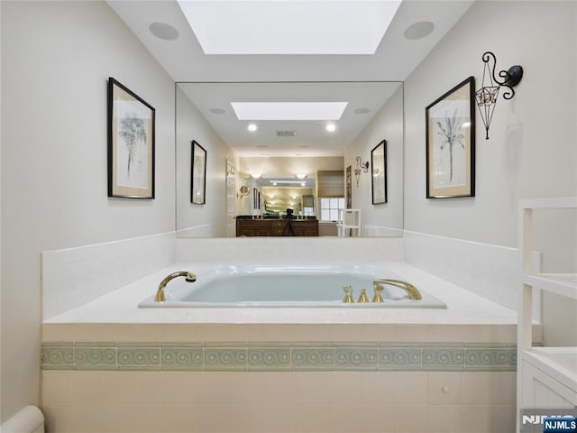 20 Tuxedo Ave, Park Ridge, NJ 07656 - full bath featuring a skylight, a garden tub, and vanity