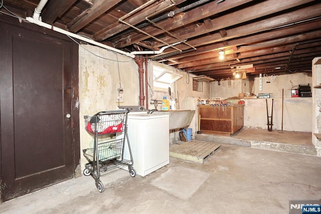16 Merritt Ave, Dumont, NJ 07628 - unfinished basement with washer / dryer and a sink