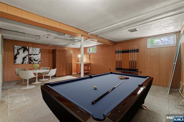 9 Rutan Pl, Bloomfield, NJ 07003 - game room featuring wood walls, billiards, and tile patterned floors
