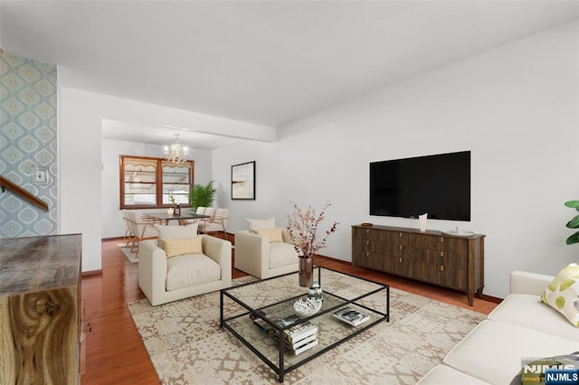 3 Gregory Ter, Belleville, NJ 07109 - living area featuring a chandelier and wood finished floors