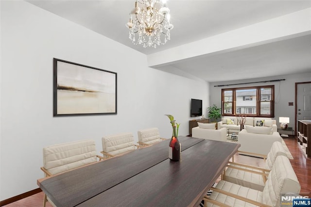3 Gregory Ter, Belleville, NJ 07109 - dining space with wood finished floors, a chandelier, and baseboards