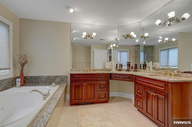 245 Forest Ave, Emerson, NJ 07630 - full bath with vanity, a bath, and tile patterned floors