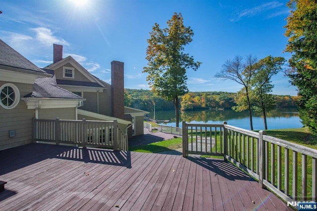 1 Brook Valley Ter, Kinnelon Borough, NJ 07405 - wooden terrace with a water view and a yard