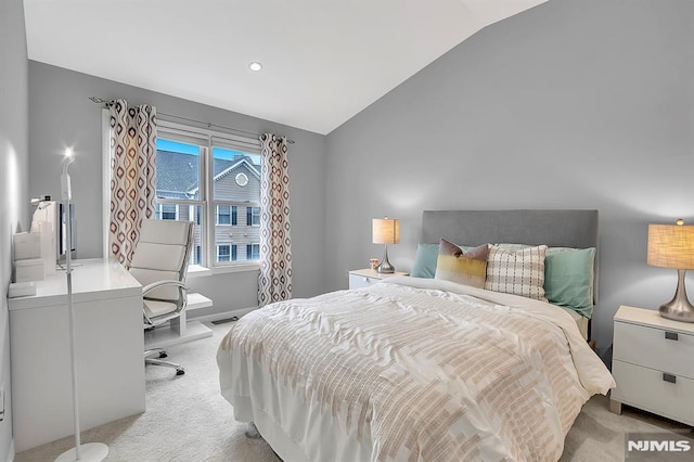 274 Roslyn Ct, West New York, NJ 07093 - bedroom featuring light carpet, lofted ceiling, an office area, and recessed lighting
