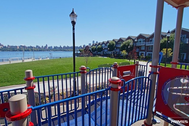 274 Roslyn Ct, West New York, NJ 07093 - view of property's community with a lawn and a water view