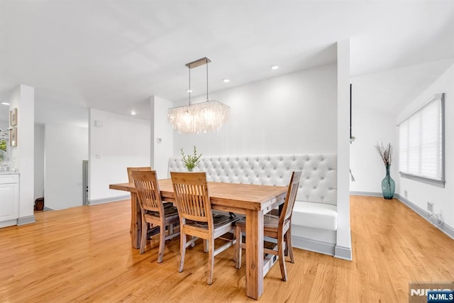 337 Vreeland Ave, Leonia, NJ 07605 - dining area with light wood-type flooring, a chandelier, and recessed lighting