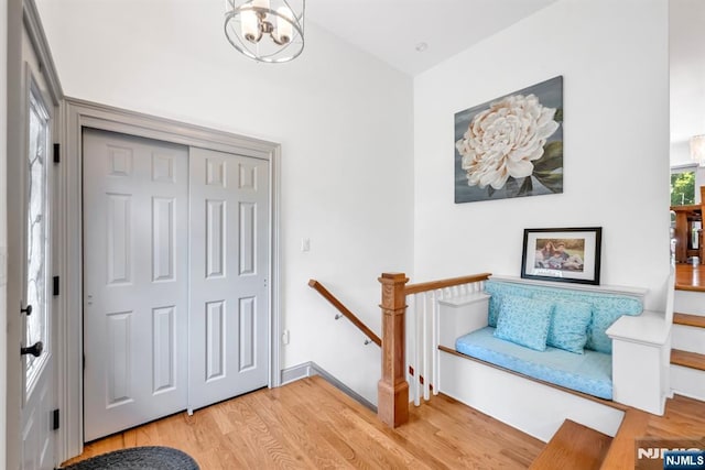 337 Vreeland Ave, Leonia, NJ 07605 - foyer featuring a chandelier and wood finished floors