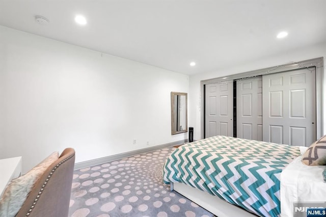 337 Vreeland Ave, Leonia, NJ 07605 - carpeted bedroom with recessed lighting, baseboards, and a closet