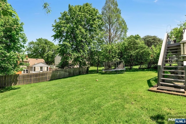 337 Vreeland Ave, Leonia, NJ 07605 - view of yard with a trampoline and stairway
