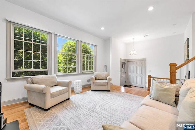 337 Vreeland Ave, Leonia, NJ 07605 - living area featuring wood finished floors, recessed lighting, stairway, and baseboards