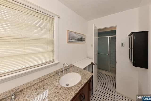 64 Rivervale Rd, Park Ridge, NJ 07656 - bathroom featuring a stall shower and vanity