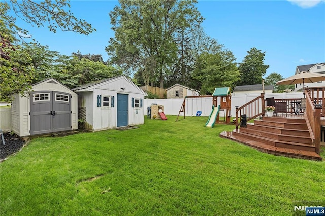 51 Sunrise Ter, Cedar Grove, NJ 07009 - view of yard with a playground and a deck