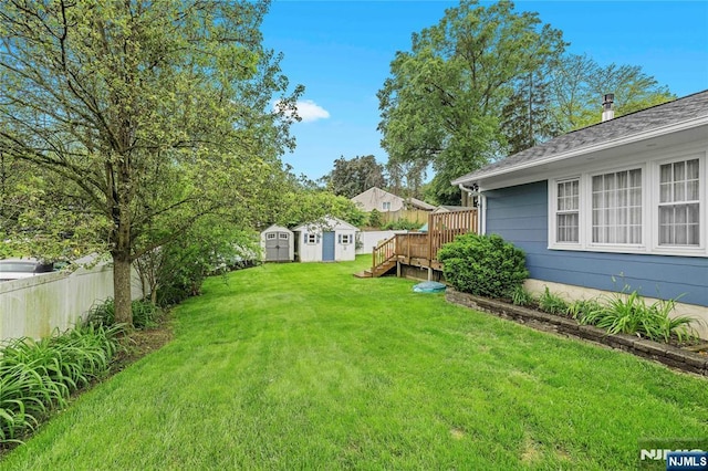 51 Sunrise Ter, Cedar Grove, NJ 07009 - view of yard featuring a wooden deck and stairway