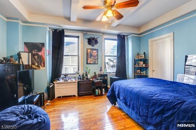 363-37 Mount Prospect Unit 2Aw, Newark, NJ 07104 - bedroom with wood finished floors, beamed ceiling, and ceiling fan