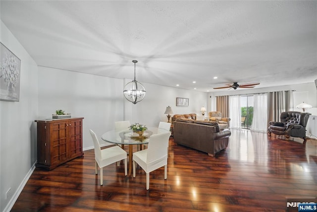 265 Main Unit 707, Ridgefield Park, NJ 07660 - dining area with hardwood / wood-style flooring, a chandelier, ceiling fan, baseboards, and recessed lighting
