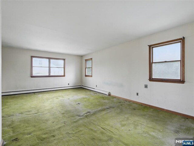 685 Maple Ave, Ridgefield, NJ 07657 - empty room featuring carpet flooring, a baseboard heating unit, and baseboards