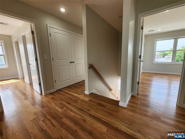 510 Anthony Ct, Lyndhurst, NJ 07071 - hallway with an upstairs landing, wood finished floors, and baseboards