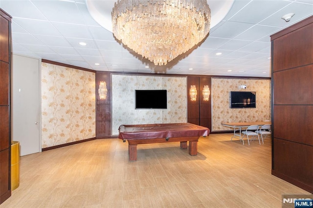 2 Clairidge Unit 3Nw, Verona, NJ 07044 - game room featuring wallpapered walls, wood finished floors, pool table, baseboards, and recessed lighting