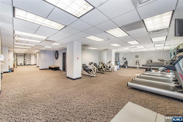 2 Clairidge Unit 3Nw, Verona, NJ 07044 - workout area with baseboards and a drop ceiling