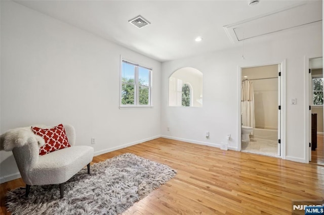 43 Lawrence Pkwy, Tenafly, NJ 07670 - living area featuring attic access, healthy amount of natural light, wood finished floors, and recessed lighting