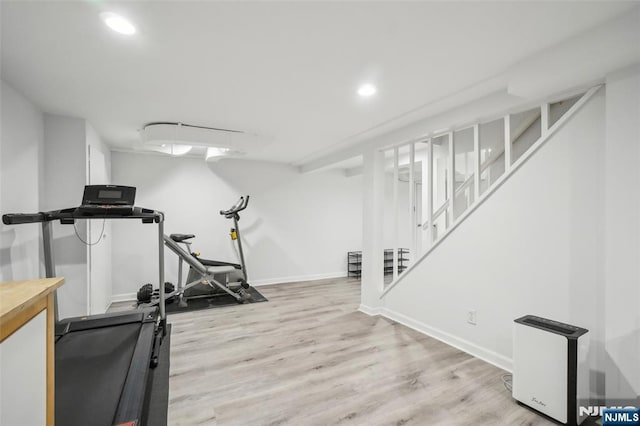 43 Lawrence Pkwy, Tenafly, NJ 07670 - workout area featuring wood finished floors and recessed lighting