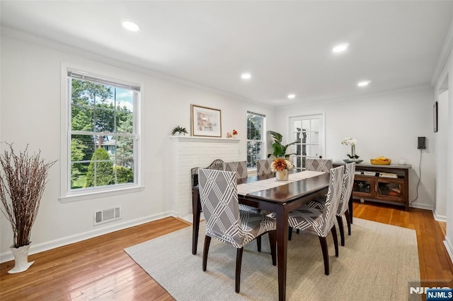 43 Lawrence Pkwy, Tenafly, NJ 07670 - dining space featuring crown molding, hardwood / wood-style floors, and recessed lighting