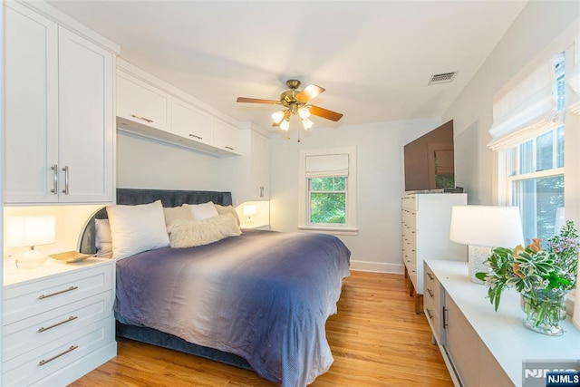 449 E Valley Rd, Montclair, NJ 07043 - bedroom featuring light wood-style flooring, baseboards, and a ceiling fan