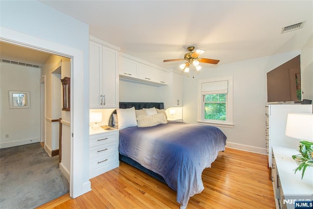 449 E Valley Rd, Montclair, NJ 07043 - bedroom featuring baseboards, light wood-type flooring, and ceiling fan