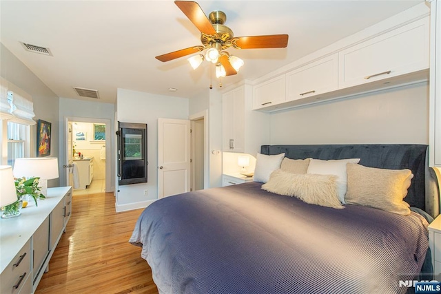 449 E Valley Rd, Montclair, NJ 07043 - bedroom featuring light wood-style flooring and a ceiling fan