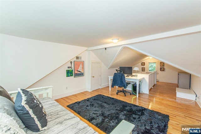 449 E Valley Rd, Montclair, NJ 07043 - office featuring light wood-style floors, lofted ceiling, and baseboards