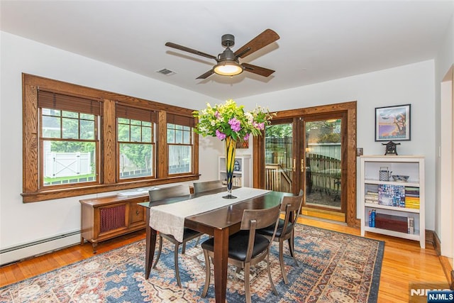 449 E Valley Rd, Montclair, NJ 07043 - dining space featuring ceiling fan, plenty of natural light, and light wood-style flooring