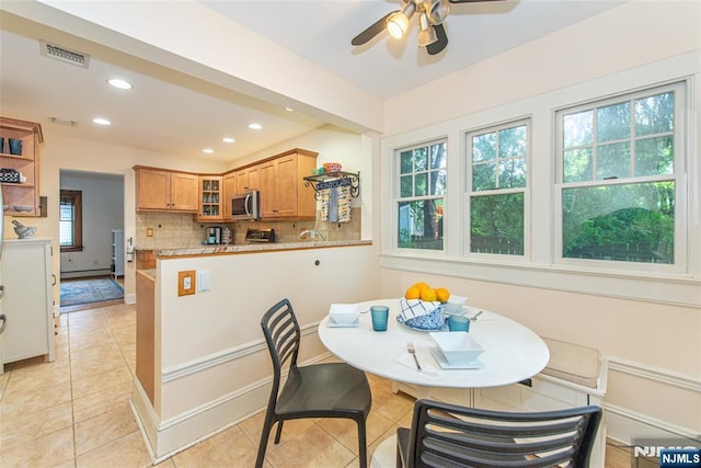 449 E Valley Rd, Montclair, NJ 07043 - dining room with light tile patterned floors, recessed lighting, and ceiling fan