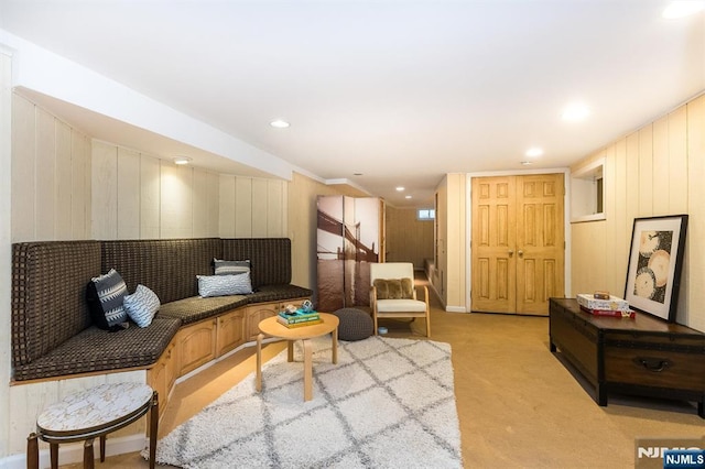 9 Stonewood Pkwy, Verona, NJ 07044 - sitting room featuring light colored carpet and wooden walls