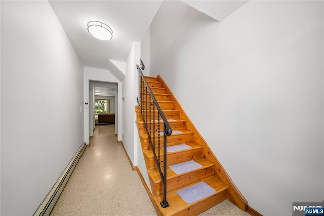 67 Short Pl, Cresskill, NJ 07626 - stairs with a baseboard heating unit and baseboards