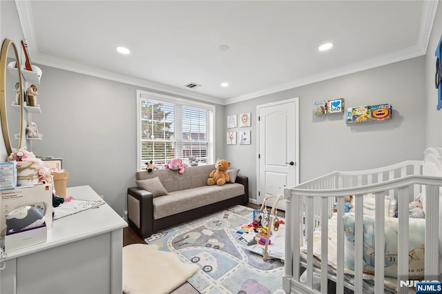 15 Kossuth St, Wallington, NJ 07057 - bedroom with crown molding, recessed lighting, and wood finished floors
